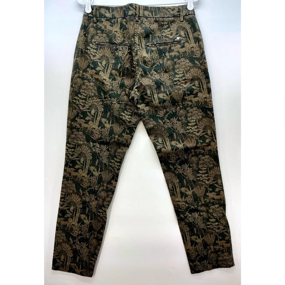 Masons New York Slim‎ Jacquard Brocade Jungle Animal Print Pants Safari Italian